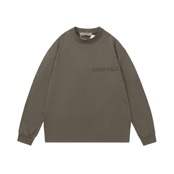 Essentials Brown Neck Casual Round Sweatshirt