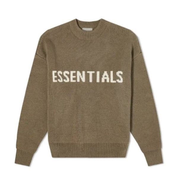 Essentials Round Neck Brown Sweater